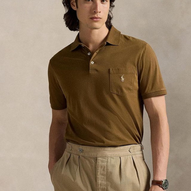 RALPH LAUREN Classic Fit Jersey Pocket Polo Shirt