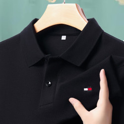 TLME & MINE 男士翻领短袖POLO衫 黑色 XL