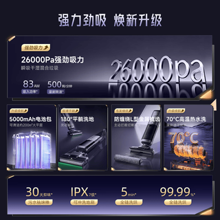 西屋 WXT-T40 Ultra 26KPa大吸力 平躺洗地机
