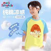 马克华菲 儿童短袖T恤纯棉 心态帽克莱因蓝插肩 120