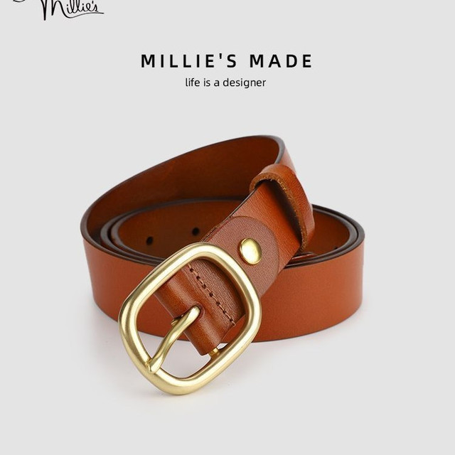 Millie's MILLIES妙丽针扣皮带女士新款真皮腰带