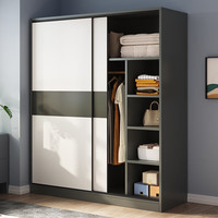 LISM 衣柜推拉门衣帽架家用收纳柜板式储物柜