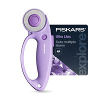 FISKARS 环形手柄滚轮裁刀 45mm精钢刀片 多层面料毡布乙烯基切割 左右手通用 紫丁香色 手工缝纫拼布工具