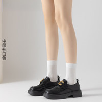 FOURDATRY 小腿袜女春夏纯棉袜子女压力廋腿jk中筒袜黑白过膝袜