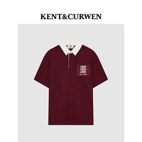  KENT&CURWEN/肯迪文 三狮徽章刺绣 男士POLO衫 M 酒红色75