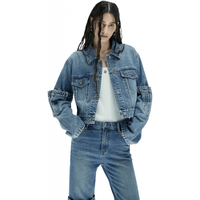  MO&Co./摩安珂 设计感倒装拼接 女士牛仔夹克