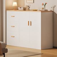 移动端、京东百亿补贴：普派 餐边柜储物柜橱柜收纳柜置物柜边柜一体柜茶水柜 亏本冲量暖白色100*40*100cm