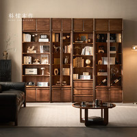 朴愫木作 卡夫卡组合书柜 0.6m顶柜 黑胡桃木