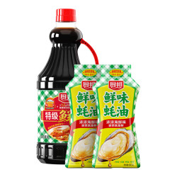 厨邦 新品锁鲜挤挤瓶 厨邦鲜味蚝油605g*2+厨邦特级鲜生抽1.48kg*1