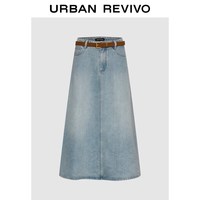  URBAN REVIVO 复古 女士半裙 腰带