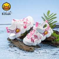 B.Duck/小黄鸭 小童软底防滑凉鞋 白色+红色 30码(脚长18.4-19.1cm)儿童凉鞋
