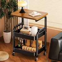 星优 复古多层收纳架 小推车零食置物架 中古风客厅可移动落地储物架