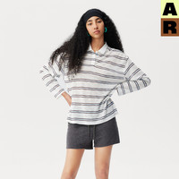 Almond Rocks AR条纹轻薄长袖T恤宽松polo衫慵懒风上衣女