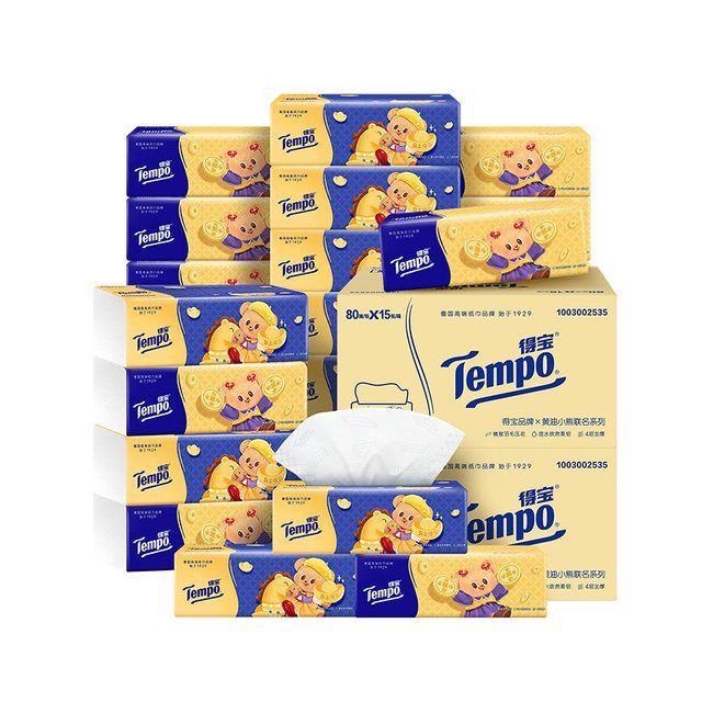 淘金币可用、88VIP：得宝 无香4层加厚抽纸家用纸巾 M码 80抽*30包