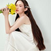 乐町 蝴蝶结绑带连衣裙夏季吊带轻盈透气蕾丝连衣裙