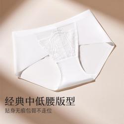 曼妮芬 蕾丝拼接亲肤透气轻薄中低腰三角底裤舒适不夹臀贴身无痕女士内裤