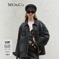 MO&Co. 【重工镭射】棉质老花摇滚洗褪牛仔夹克boxyfit中性廓形女外套