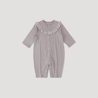 巴厘小猪 婴儿连体衣春季莫代尔棉衣服小月龄甜美可爱哈衣四季款女宝宝春装 灰风铃紫 90cm