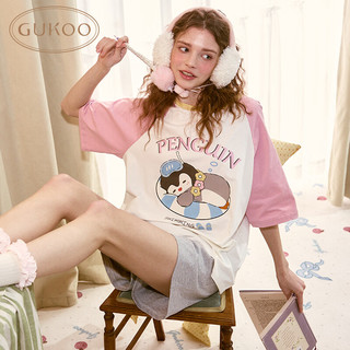  GUKOO/果壳 卡通插肩袖 女士睡衣套装