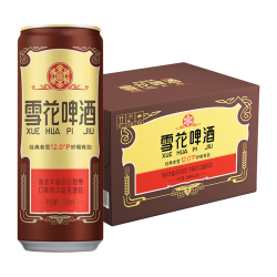 雪花 啤酒 经典沈阳老雪花 纤体 330ml *24罐 整箱装 京东自营