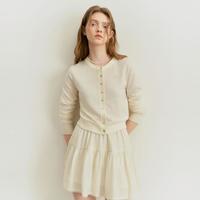 乐町 羊毛混纺线开衫春季简约合身版型针织衫毛衣外套