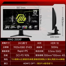 微星 MAG 255XF 300Hz高刷 黑色 24.5英寸显示器