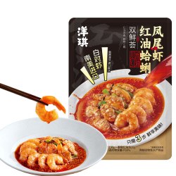 洋琪食品 红油蛤蜊凤尾虾 220g（赠裙带菜*3盒）