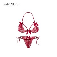 LADYALLURE 情绪感蕾丝蝴蝶结 女士文胸套装