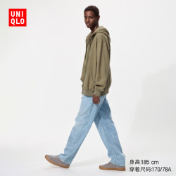 优衣库 宽松直筒牛仔裤/水洗 &产品加长款男装女装丹宁