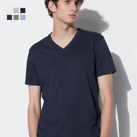 优衣库 男装女装情侣百变T快干V领T恤休闲短袖475376 455356