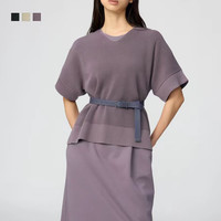 优衣库 合作款/女装V领针织衫/短袖毛衣毛衫484075