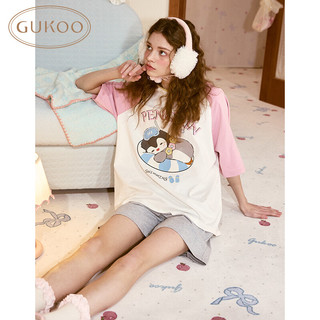  GUKOO/果壳 卡通插肩袖 女士睡衣套装
