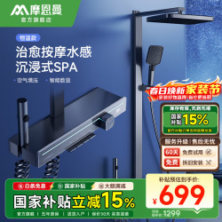 M 系列恒温花洒淋浴套装智能数显全套增压氛围灯精铜自洁除垢花洒 509枪灰恒温-