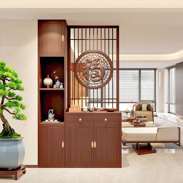 闽宝 定制屏风隔断客厅2025新款新中式实木进门入户玄关 北美橡木 定制尺寸款式联系客服