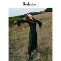 Réalisation Par The Gia 真丝长袖船领连衣裙