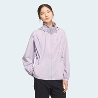 adidas 户外防风跑步健身衣2026夏女连帽梭织夹克 KH2658