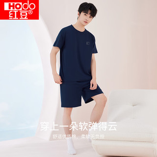 红豆男装 睡衣套装 纯棉抑菌短袖家居服 马赛蓝 L