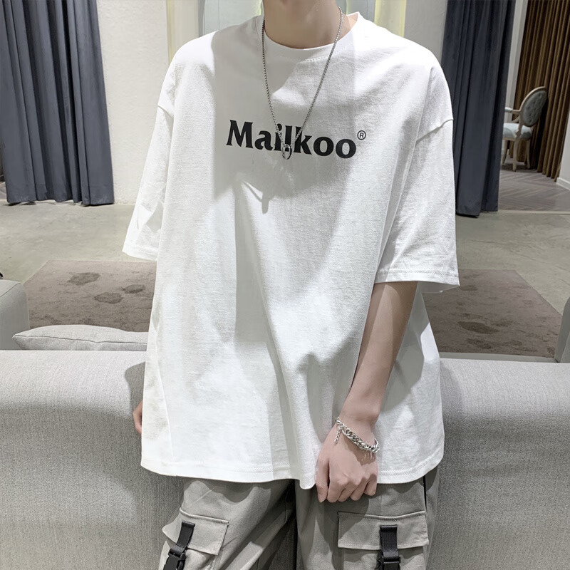 唐号 T25字母 美式高街 白色 XL 男士T恤