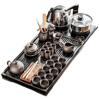  豪峰 家用一体 紫砂茶具套装+木茶盘+泡茶壶+茶杯