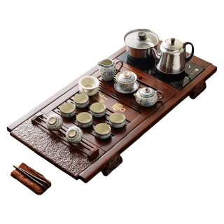 豪峰 汝窑整套茶具套装 泡茶壶+茶杯+实木茶盘