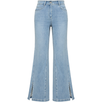 雅莹 开衩直筒 女士牛仔裤