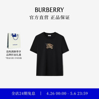 BURBERRY 女装 马术骑士徽标格纹棉质 T 恤衫