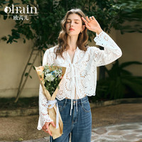 OLRAIN 女装镂空蕾丝花边衬衫 100129955675
