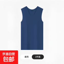 冰丝背心男款坎肩无痕薄款无袖t恤男士健身运动宽松夏季打底V领 藏青色 4XL