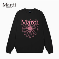 MARDI MOUNTAIN官方旗舰店韩国正品秋冬小雏菊花套头长袖女装卫衣上衣内搭打底衫 黑-粉菊