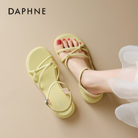 达芙妮 巨好看法式凉鞋女款外穿2026新款夏米色平底一字带凉拖鞋子