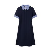 LILY 学院风撞色格纹POLO领休闲收腰连衣裙女