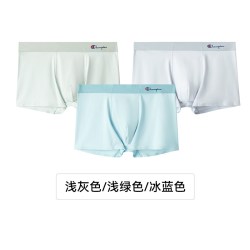 Champion 冠军新款男士平角内裤短裤弹力舒适贴身三条盒装春夏