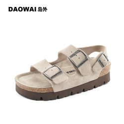 岛外 一字带厚底女凉鞋