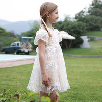 20点开始：迪士尼 新中式女童旗袍连衣裙  米白色